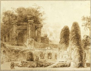 Roman Park With Fountain, 1774 — Jean-honoré Fragonard