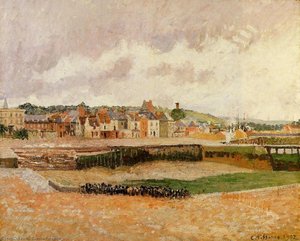 Afternoon, The Dunquesne Basin, Dieppe, Low Tide — Camille Pissarro, Impressionist Landscape