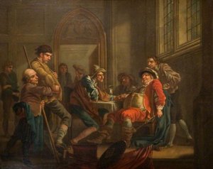 Sir John Falstaff Raising Recruits — Francis Hayman