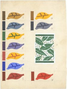 Fabric Design, Rose Motif With Blue Stripe — Stuart Davis