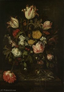 Bouquet Of Flowers In A Glass Vase (1650) (64 X 46) (amsterdam, The State Museum) — Abraham Hendricksz. Van Beyeren