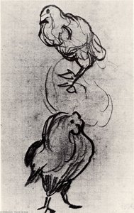 Sketches Of A Hen And A Cock — Vincent Willem Van Gogh