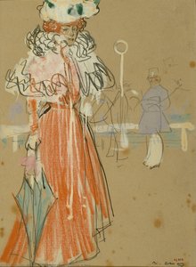 Female Figure In Red — Ramon Casas Carbó, Impressionism