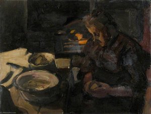 The Artist's Mother Peeling Potatoes — Evan Walters