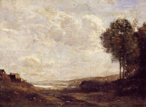 Landscape By The Lake — Jean-baptiste-camille Corot, Impressionism