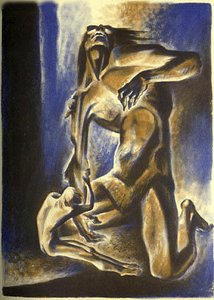 Beowulf Wrestles With Grendel — Lynd Ward