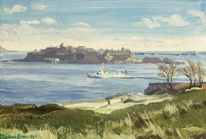 Motor Launch Passing Drake's Island, Plymouth Sound — Stephen Bone
