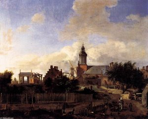 Amsterdam: Street Before Haarlem Tower — Jan Van Der Heyden, Dutch Golden Age
