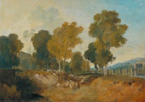 Trees Beside The River, With Bridge In The Middle Distance — J.m.w. Turner