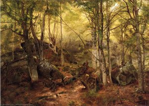 Deerhunter In The Woods — John George Brown