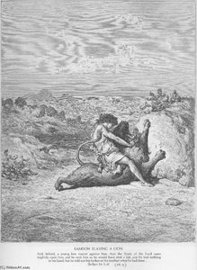 Samson Slays A Lion — Paul Gustave Doré