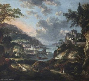 An Imaginary Eastern Port With Figures And Animals, With Dover — Jan Griffier I