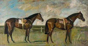Studies Of A Bay Racehorse In A Landscape — Sir Alfred James Munnings