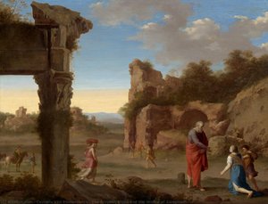 The Prophet Elijah And The Widow Of Zarephath — Cornelis Van Poelenburch, Baroque