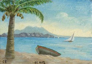 View Of Nevis From St Kitts, With A Palm Tree — Charles Paget Wade