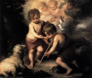 Infant Christ Offering A Drink Of Water To St John — Bartolomé Esteban Murillo