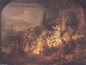 John The Baptist Preaching — Rembrandt Van Rijn