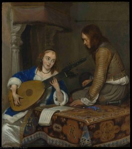 A Woman Playing The Theorbo-lute — Gerard Ter Borch