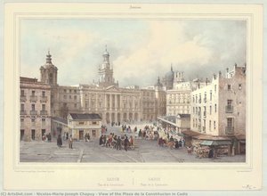 View Of The Plaza De La Constitucion In Cadiz — Nicolas-marie-joseph Chapuy