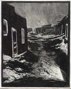 Snow And 'dobe (snow And 'dobe, Santa Fé Mexican Village In Santa Fé) — Howard Cook