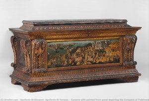 Cassone With Painted Front Panel Depicting The Conquest Of Trebizond — Apollonio Di Giovanni (apollonio Di Tomaso)