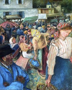 Poultry Market, Pontoise — Camille Pissarro, Impressionism