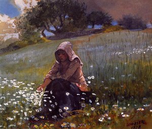 Girl And Daisies — Winslow Homer, Romanticism