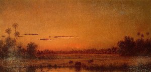 Sunset With Group Of Palms — Martin Johnson Heade