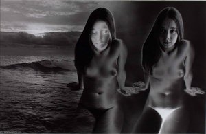 Untitled (2 Nude Women Near Ocean) — Jerry N. Uelsmann