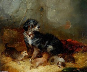 Dog With Puppies — George Armfield (smith), Romanticism