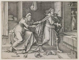 Joseph Escaping Potiphar's Wife — Lucas Van Leyden