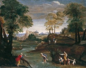 Landscape With Ford — Domenichino (domenico Zampieri)