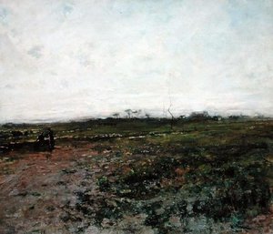Landscape With A Peasant Woman — Jean-françois Millet, Realism