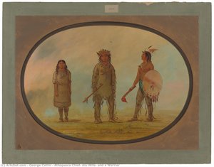 Athapasca Chief, His Wife, And A Warrior — George Catlin
