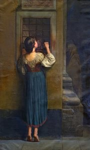 Woman Peeking Thru Window — Tony Robert-fleury