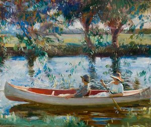 The White Canoe On The Stour At Flatford — Sir Alfred James Munnings