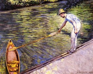 Boater Pulling On His Perissoire — Gustave Caillebotte