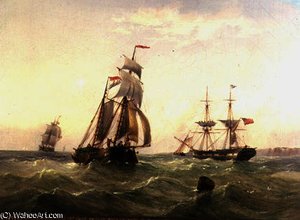 Vessels Off A Coastline — Henry Redmore