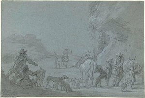 Hunting Company Out Of Rome — Jan Asselijn, Dutch Golden Age
