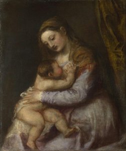 The Virgin Suckling The Infant Christ — Titian Ramsay Peale Ii, High Renaissance