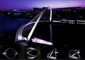 Design For Gateshead Millennium Bridge, Gateshead, Tyne & Wear: Perspective Views — Chris Wilkinson Architects, Contemporary Realism