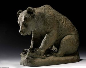Grizzly Bear Sitting — Edward Kemeys