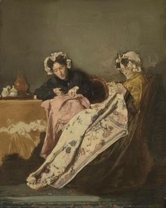 Two Ladies At Their Sewing, Alexander Hugo Bakker Korff, C. 1860 - C. 1882 — Alexander Hugo Bakker Korff