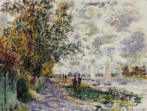 The Riverbank At Petit-gennevilliers — Claude Monet