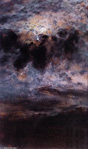 Looking At The Moon (also Known As Moonlight On The Rooftops Of Berlin) — Adolph Von Menzel