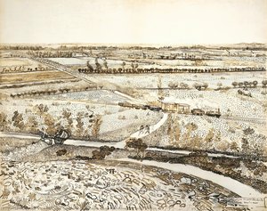 Landscape Near Montmajour With Train — Vincent Willem Van Gogh