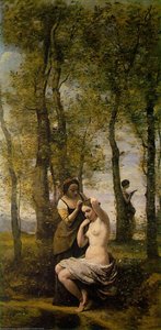 Le Toilette (aka Landscape With Figures) — Jean-baptiste-camille Corot, Romantic Landscape Painting