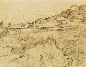 Enclosed Wheat Field With Reaper — Vincent Willem Van Gogh, Post-impressionism