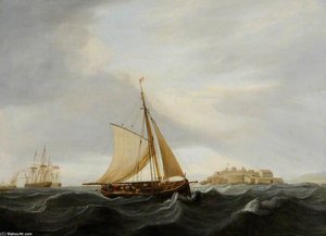 A Lugger Off Castle Cornet, Guernsey — Thomas Whitcombe