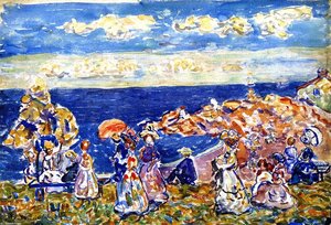 On The Beach — Maurice Brazil Prendergast, Post-impressionism